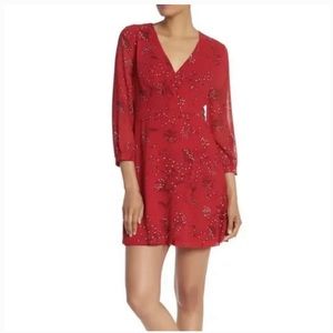 Madewell Hazelwood Red Floral Faux Wrap Mini Dress Size 6
